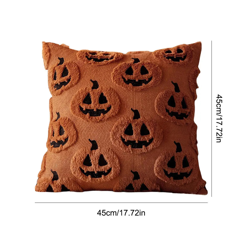 Halloween Plush Faux Fur Pillowcase Washable Soft Pillow Case Comfortable Ghost&Pumpkin Pillow Cover for Festive Home Accent Peaceful Pleasures Health and Wellness L
