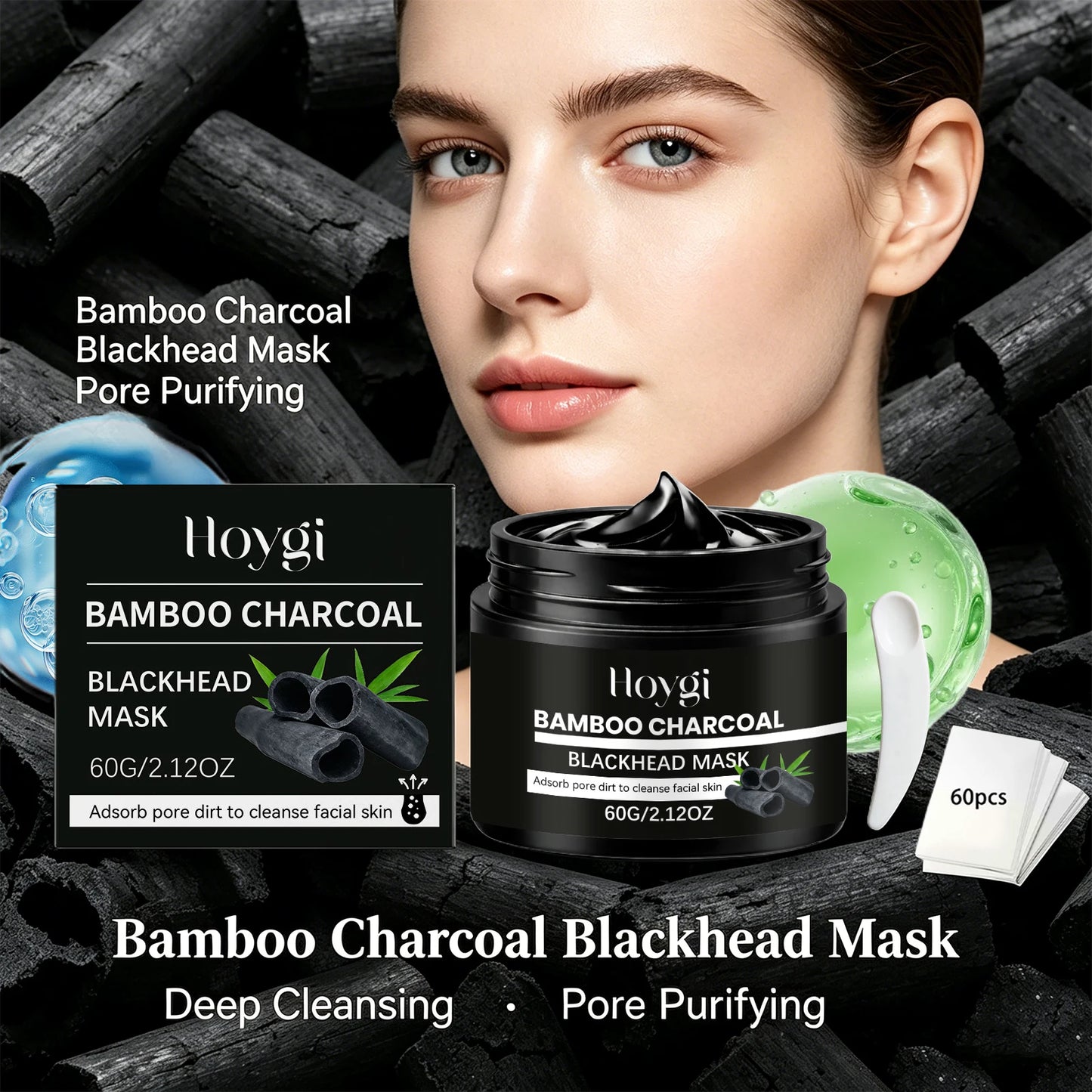 Bamboo Charcoal Blackhead Remover Mask Deep Cleansing Peel off Mask for Nose & Face Gently Removes Blackheads Smooth Skin Care Peaceful Pleasures Health and Wellness