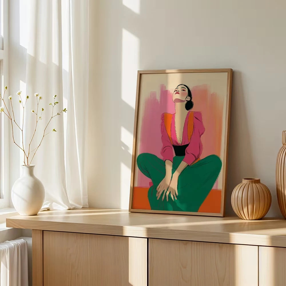 Modern,Retro Pluralistic Feminism Wall Art Print Canvas Painting Poster Picture For Bedroom,Living Room Home Decor Peaceful Pleasures Health and Wellness