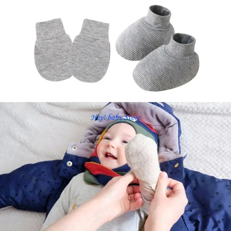Baby Anti-Scratch Gloves & Socks Set | Newborn 0–6 Months