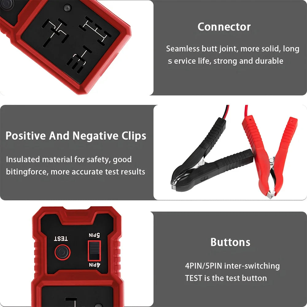 12V Car Relay Tester with Battery Clip – 4/5 Pin Universal Peaceful Pleasures Health and Wellness