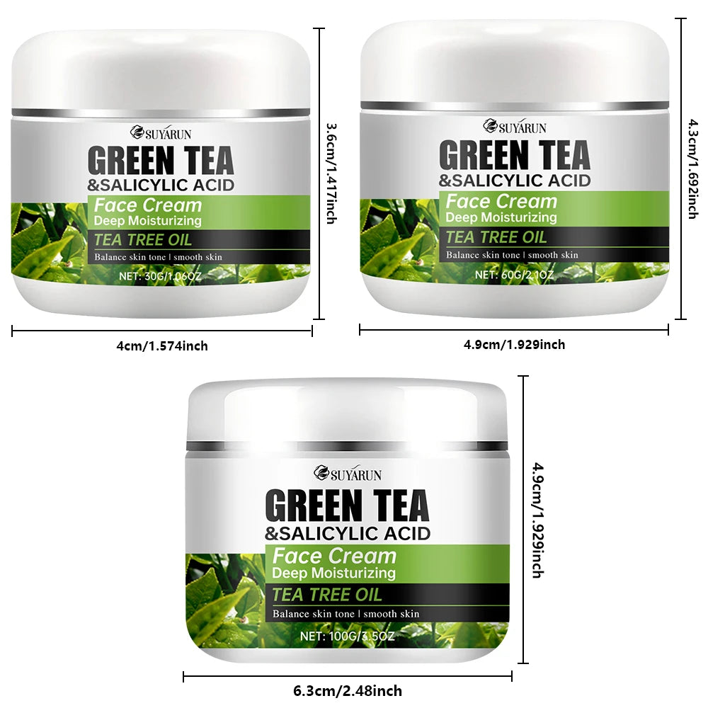 SUYARUN Tea Tree Oil & Salicylic Acid Green Tea Face Cream - Acne Treatment, Oil Control, Pore Care for Oily. Peaceful Pleasures Health and Wellness