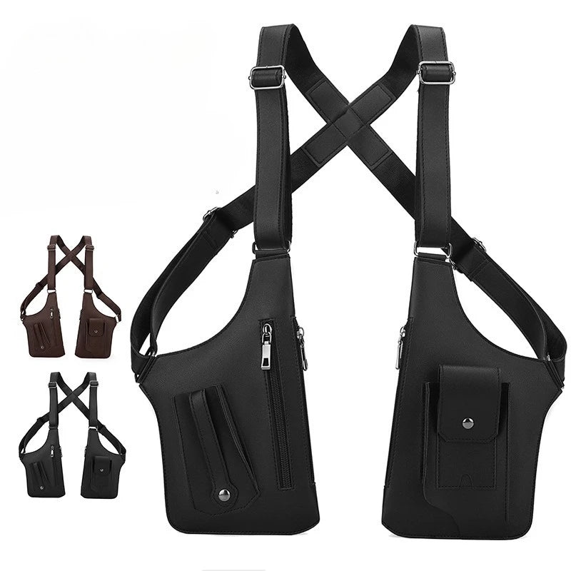 Outdoor Tactical Dual-shoulder Chest Bag for Men Multi-functional Retro Jacket Cycling Underarm Waterproof Leather Bag Peaceful Pleasures Health and Wellness