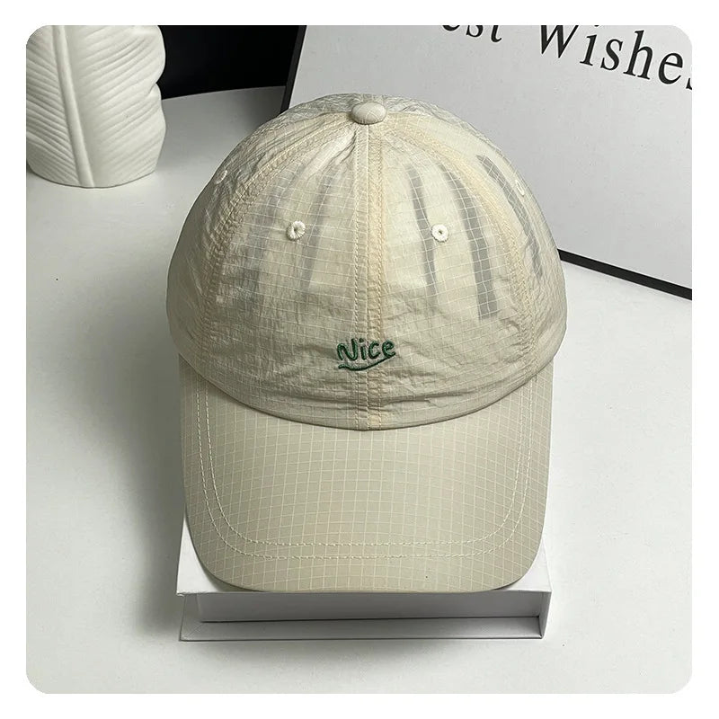 Summer Nice Embroidered Grid Baseball Cap Soft Adjustable Casual Hat for Men Women Daily Wear Versatile Peaceful Pleasures Health and Wellness A Adjustable