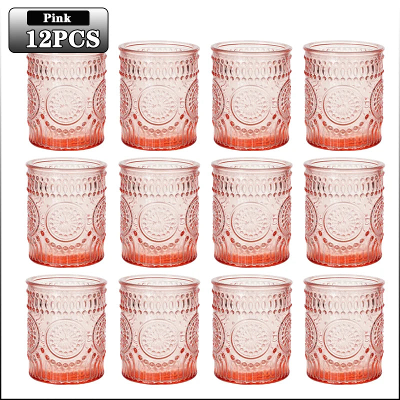 12-Pack Glass Candle Holders | Multicolor Table Decor & DIY Jars