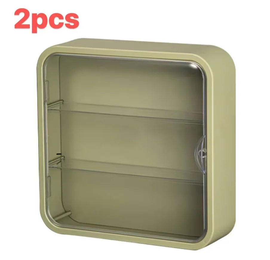 Transparent 3-Layer Display Cabinet – Multi-Size Wall-Mounted Dustproof Storage for LEGO Collectibles & Mini Toys Peaceful Pleasures Health and Wellness 2pcs green