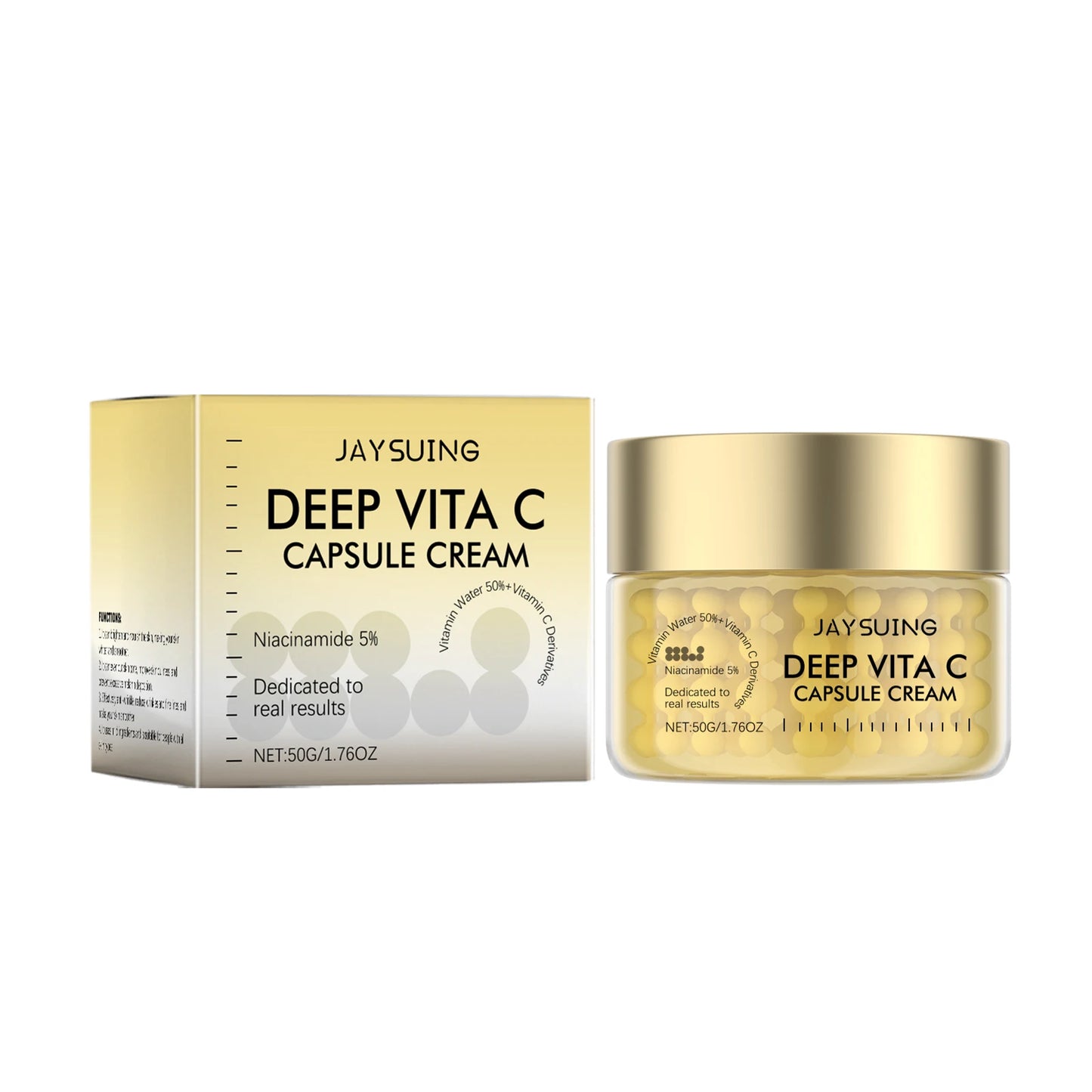 Vitamin C Gold Capsule Face Cream Brighten Skin Improve Dullness Deep Hydration Inhibit Melanin Gentle Nourishing Facial Lotion Peaceful Pleasures Health and Wellness 50g 50g