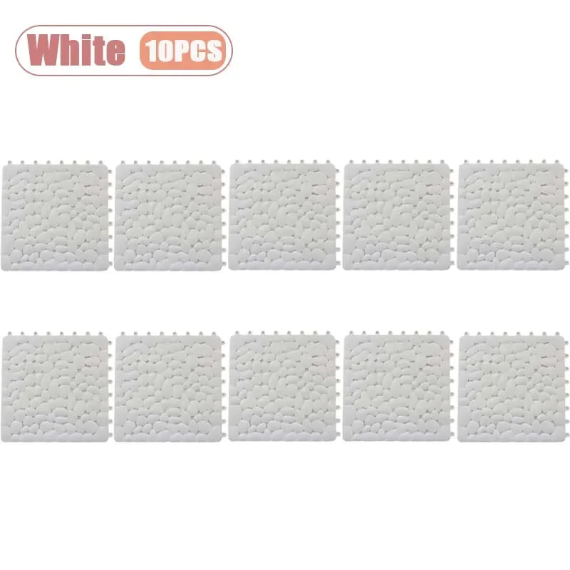 Non-Slip Pebble Bath Mat 30×30cm | Waterproof Splicing Shower Pad