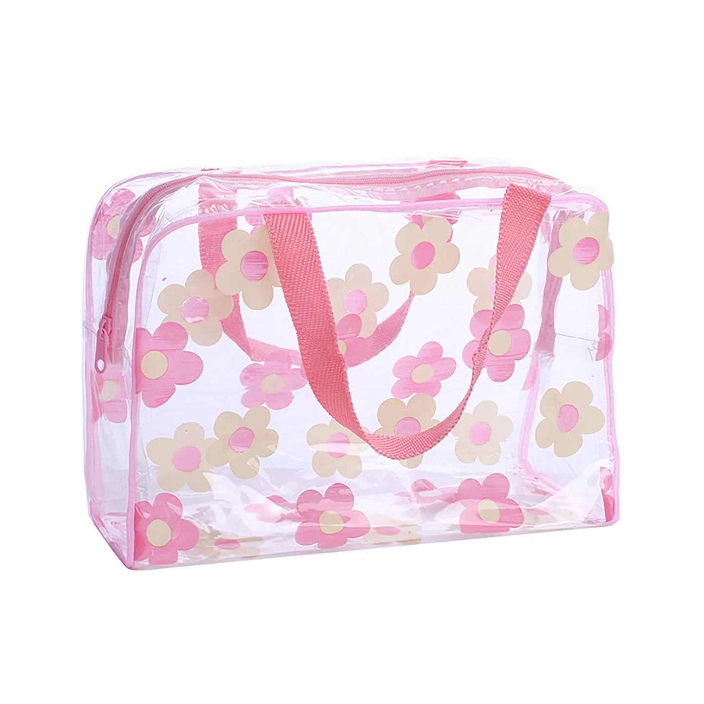 Transparent Travel Cosmetic Bag Large Capacity and Lightweight Design for Small Items Storage Management Peaceful Pleasures Health and Wellness Pink