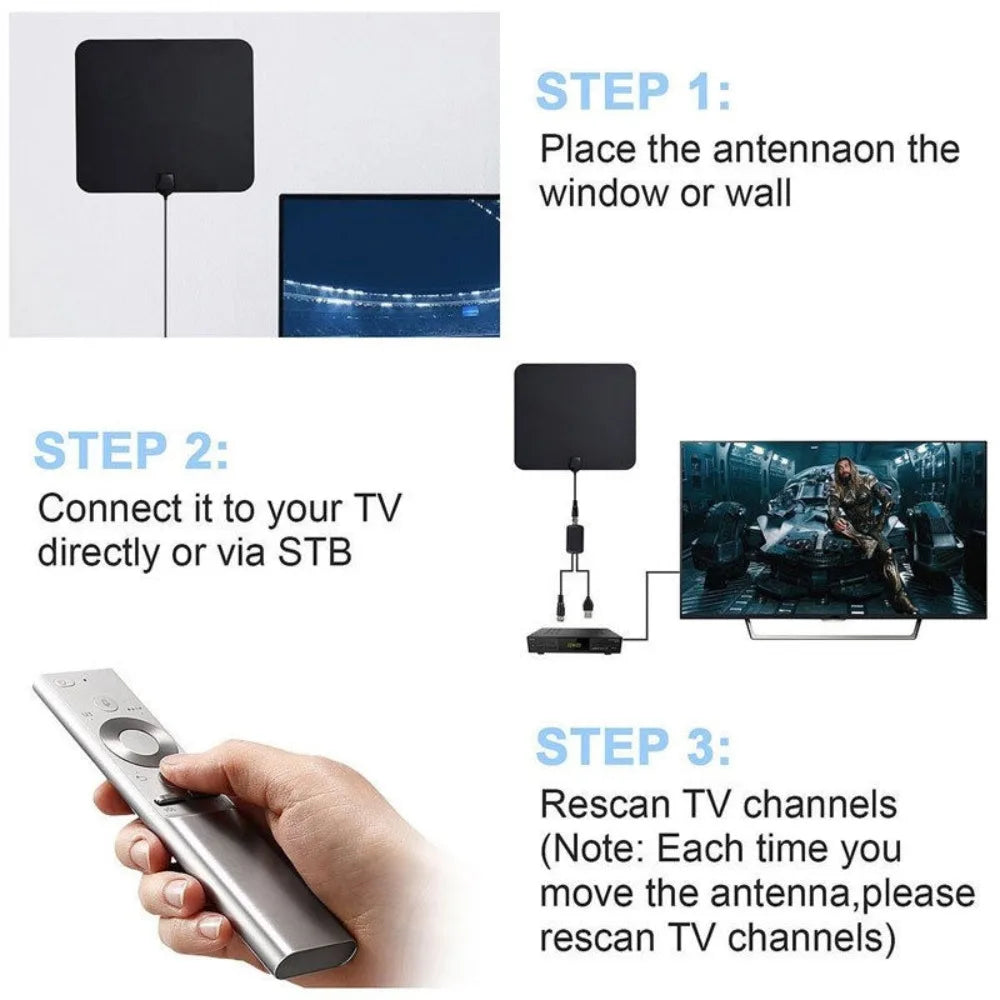 2025 HD Digital TV Antenna 4K 1080P Indoor Outdoor Long Range