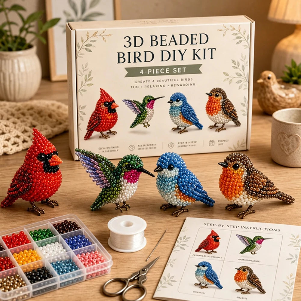 Handmade DIY Animal Bead Set,3D Beaded Animal Craft Kit,Bead Pet Keychain Making Kit,Rainy Day Indoor/Family Bonding Activities Peaceful Pleasures Health and Wellness