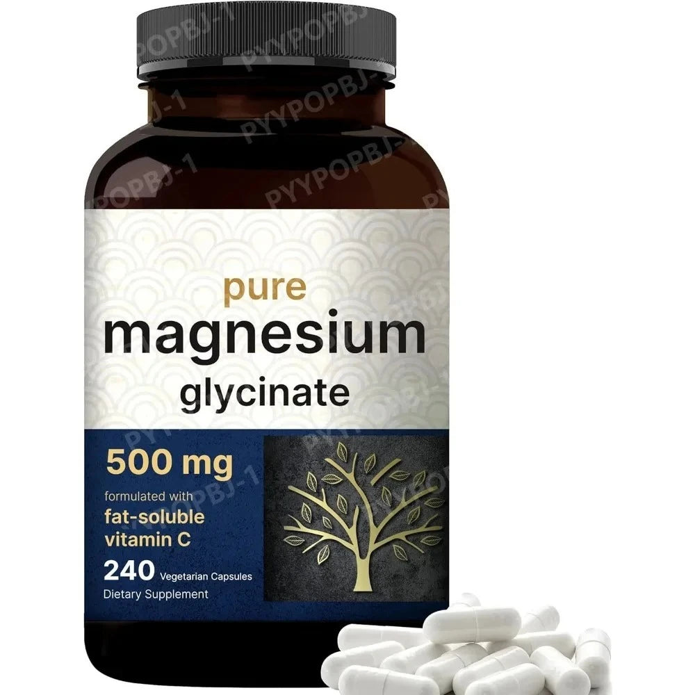 Magnesium Glycinate 500mg 240 Veggie Caps | Chelated Vegan