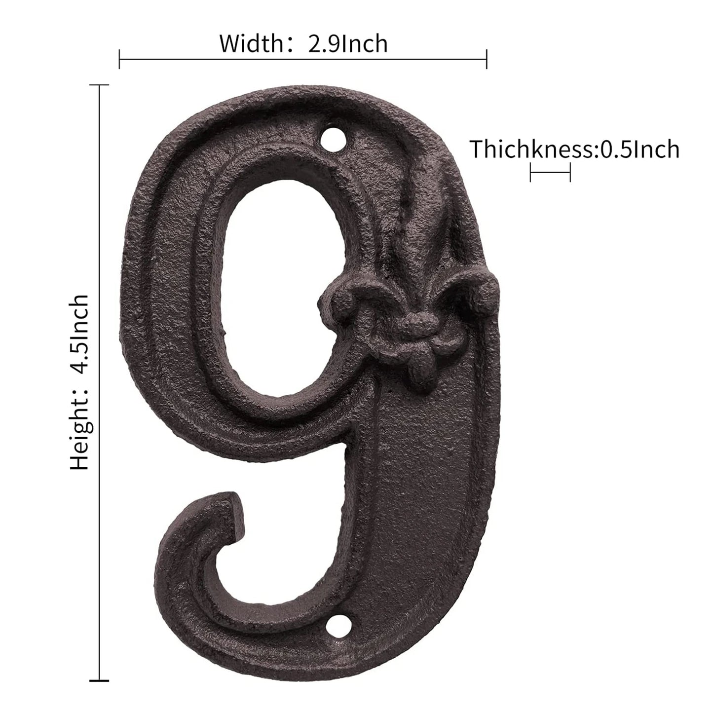 Unique House Number Cast Iron Metal Antique Doorplate Address Numbers Apartment Street Address Plaque Decor Attractive Peaceful Pleasures Health and Wellness 9 China Mainland