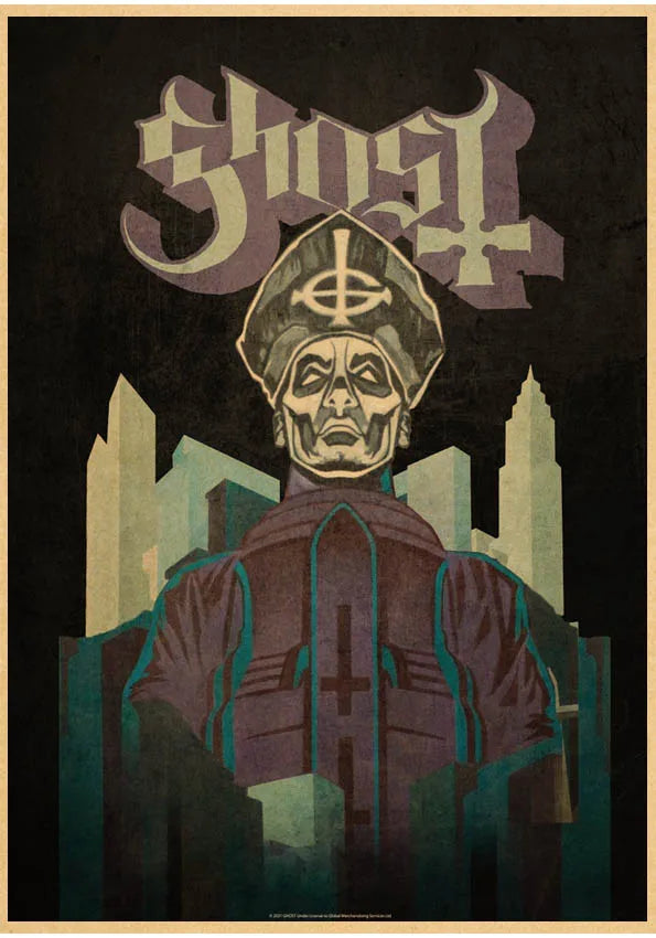 Ghost Band Retro Abstract Canvas Poster | Bar & Café Wall Art