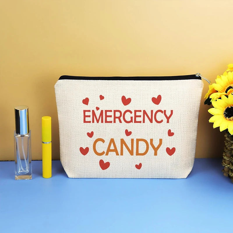 Emergency Candy Canvas Makeup Bag | Travel Cosmetic Organizer Travel Cosmetic Bag Peaceful Pleasures Health and Wellness