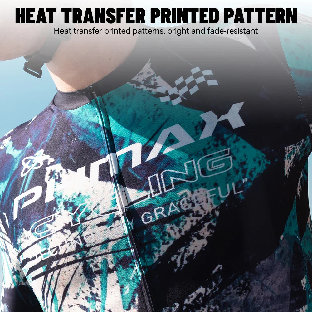PHMAX Men's Short Sleeve Cycling Jersey – Full-Zip, 3 Pockets