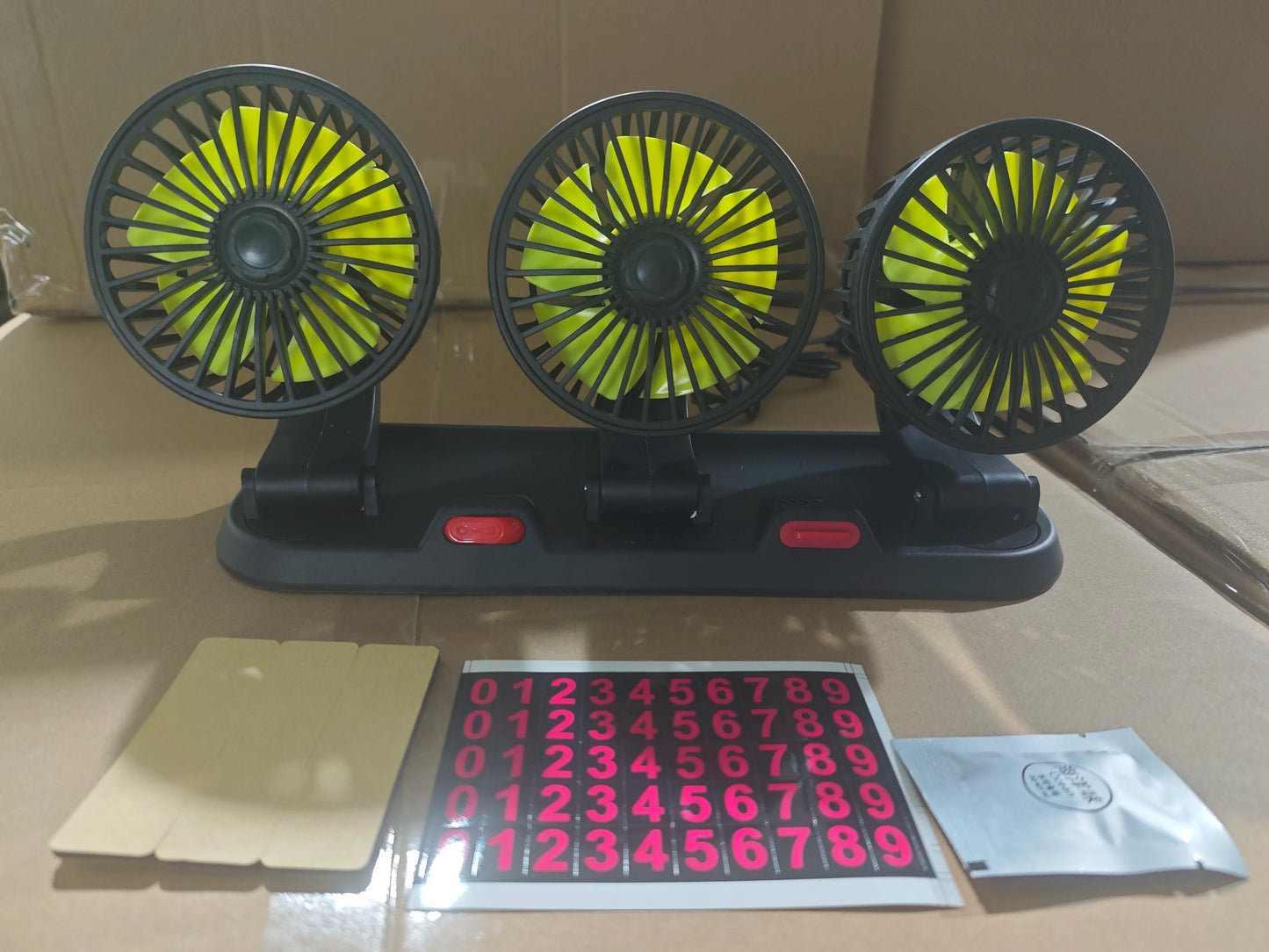 360° 3-Head Car Fan USB/12V/24V – Silent 2-Speed Desk Fan