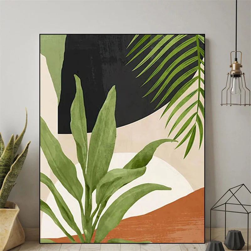 Nordic Wall Art Abstract Fashion Women And Leaf Prints Posters Gift for Girls Canvas Prints Pictures Room Decor Figure Painting Peaceful Pleasures Health and Wellness