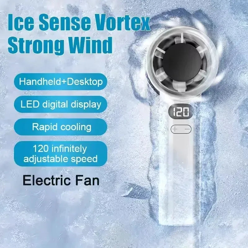 Portable Mini Bladeless 120 Gears 120 Wind Speed Rechargeable USB High Speed Electric Handheld Fan For Office Peaceful Pleasures Health and Wellness