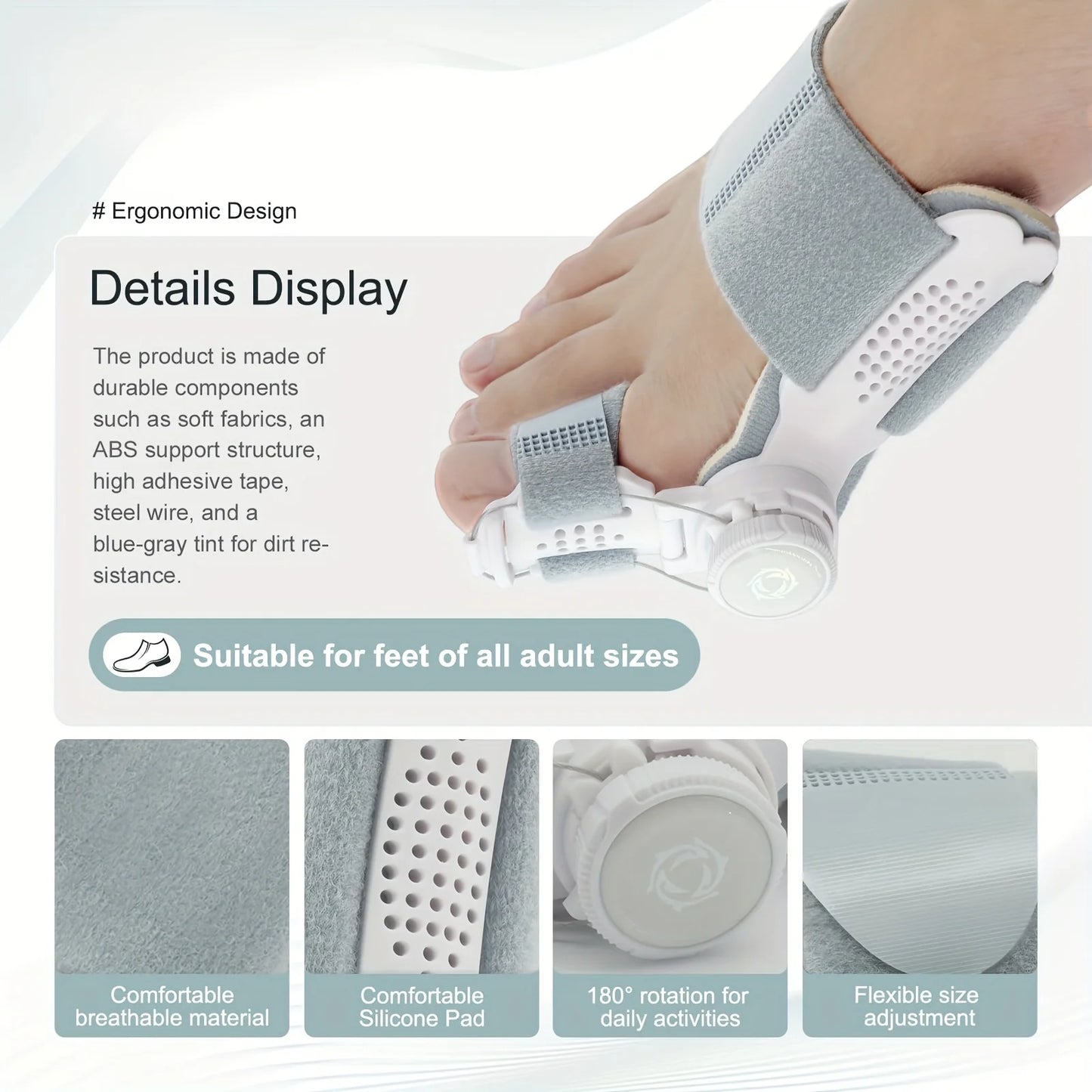 Adjustable Thumb Hallux Valgus Corrector and Toe Alignment Orthotic | Strong Support with Breathable Holes, Soft Cushioning Peaceful Pleasures Health and Wellness