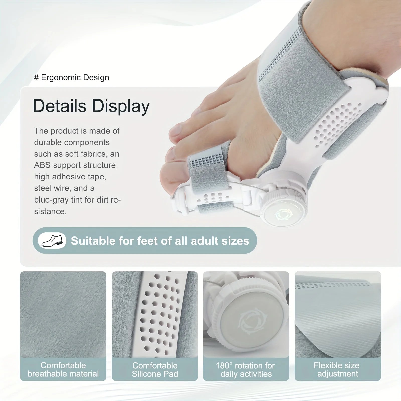 Adjustable Thumb Hallux Valgus Corrector and Toe Alignment Orthotic | Strong Support with Breathable Holes, Soft Cushioning Peaceful Pleasures Health and Wellness