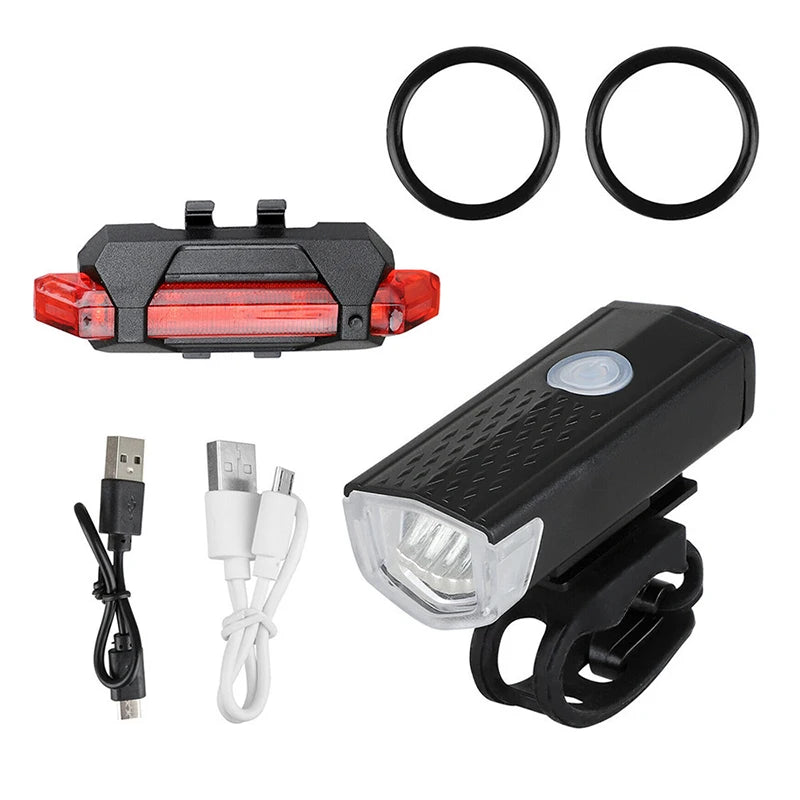 2255 Bicycle Headlight USB Charging Road Bike Night Riding Ultra-bright Lighting Headlight Mountain Bike Riding Equipment Peaceful Pleasures Health and Wellness Black-1set
