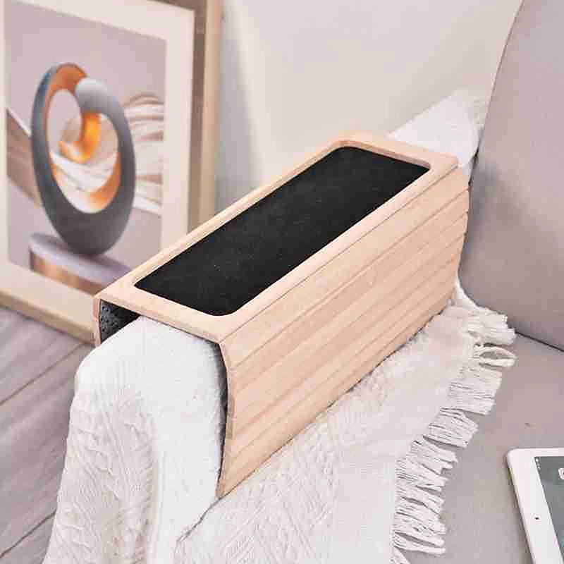 Bamboo Sofa Arm Tray Table | Anti-Slip Armrest Organizer Sofa Arm Tray Peaceful Pleasures Health and Wellness
