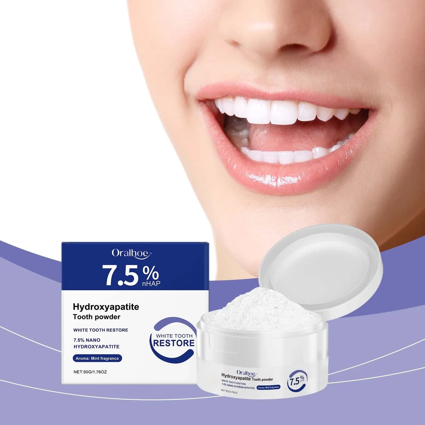 Oralhoe Teeth Whitening Powder – Plaque & Stain Removal 50g