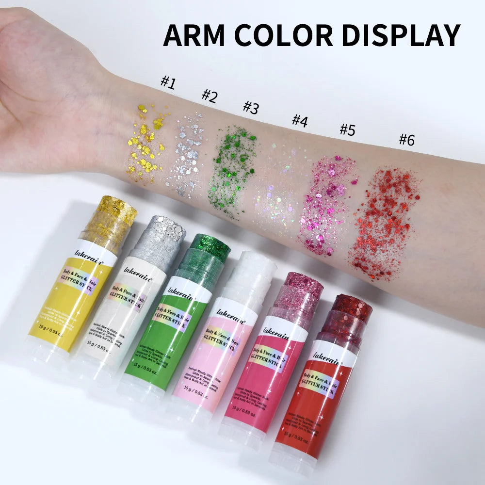 Body Glitter Sequin Stick Gel Texture Long-Lasting Dazzling Smudge-Proof Rich Sparkling Glitter Body Art for Party Stage Makeup Peaceful Pleasures Health and Wellness