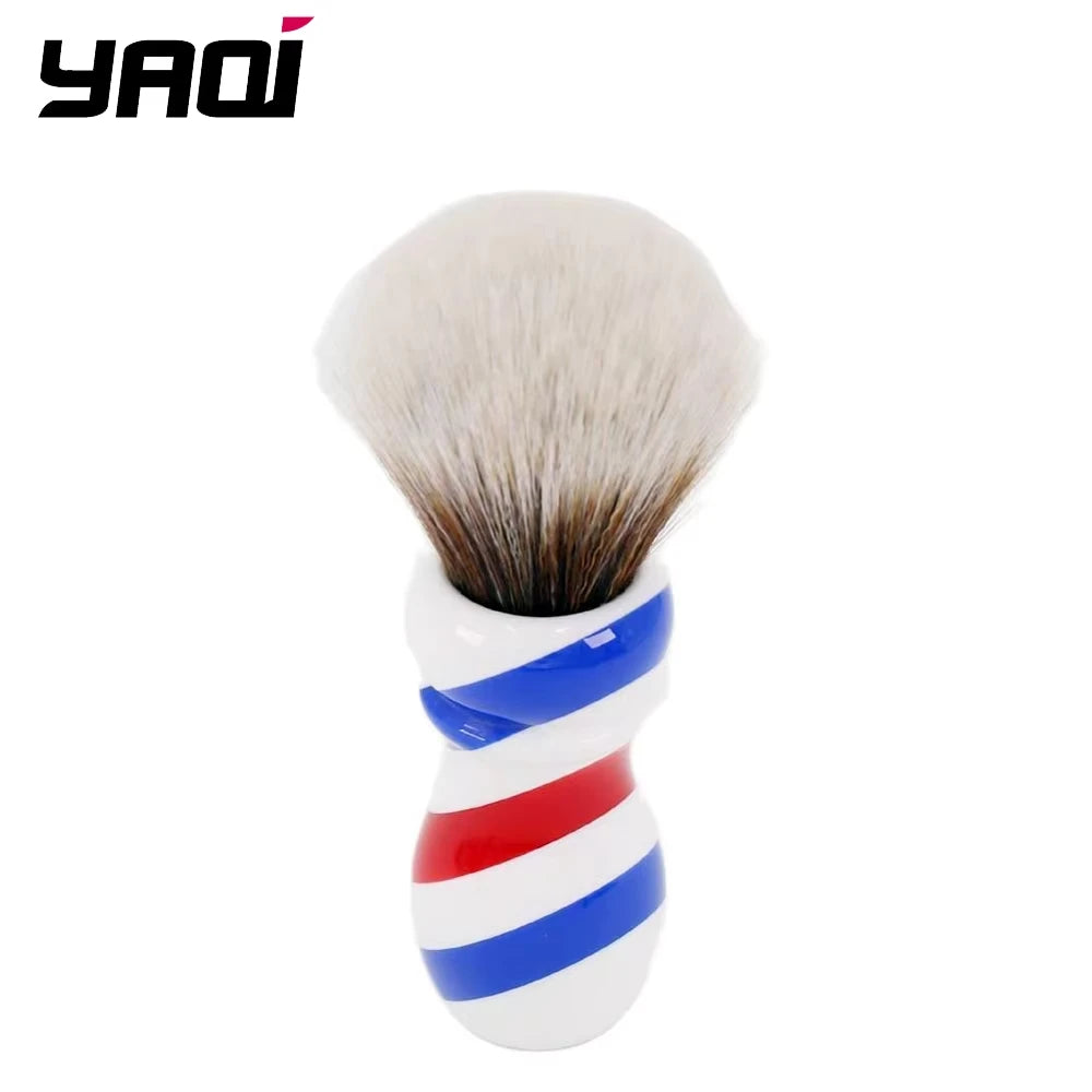 Yaqi High Quality 24MM New Barber Pole Style Brown Synthetic Knot Mens Wet Shaving Brush Retro Fashion Facial Shaving Care Tool Peaceful Pleasures Health and Wellness R1742-S2