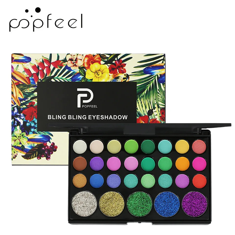 29-Color Eyeshadow Palette – Shimmer, Glitter & Matte Nudes
