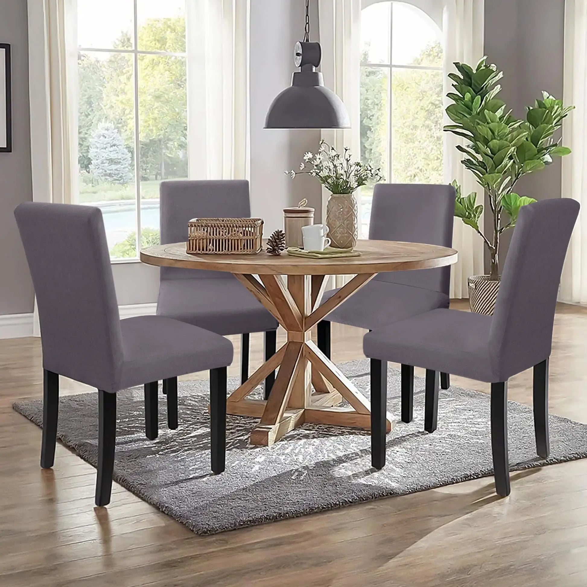 Dining Room Chair Cover Set of 8/4 High Stretch Slipcover Removable NonSlip Seat Protector for Home Party Hotel Wedding Ceremony Peaceful Pleasures Health and Wellness