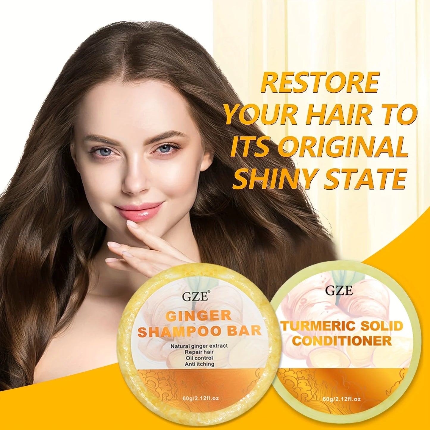 GZE Ginger Shampoo Bar & Turmeric Conditioner Set – 60g