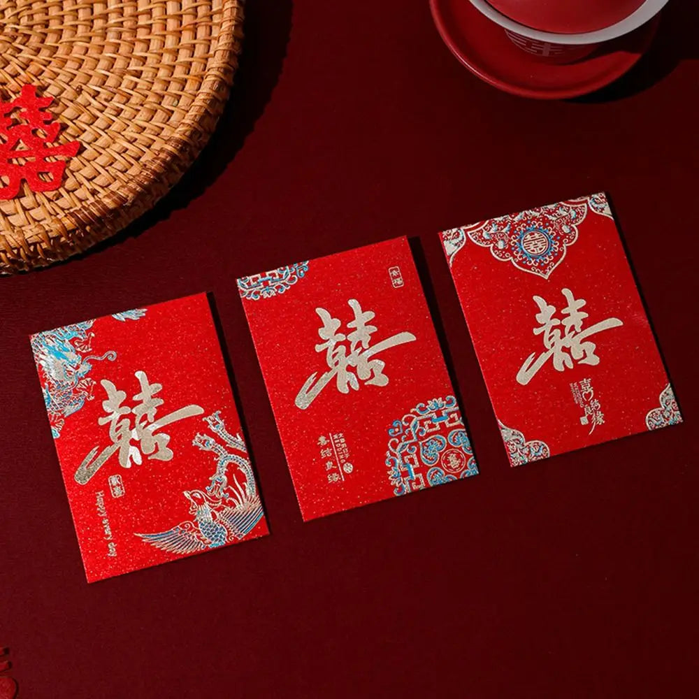 20pcs New Trendy Multiple Patterns Money Pocket Best Wishes Good Luck Red Envelope Lucky Money Blessing Bag Party Gifts Peaceful Pleasures Health and Wellness