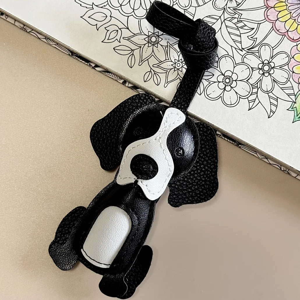 Cute Border Collie Dog Keychain Leather Pendant Car Bag Hanging Ornament Lovely Puppy Key Ring Purse Backpack Charm Accessories Peaceful Pleasures Health and Wellness