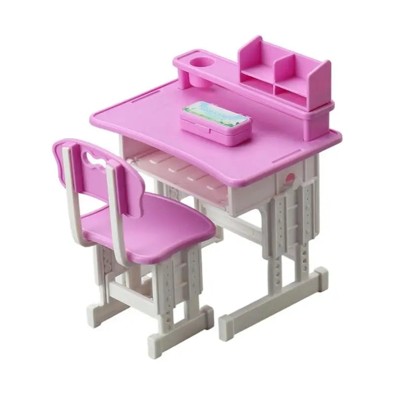 Miniature Desk & Chair Set – Dollhouse School Furniture for Kids