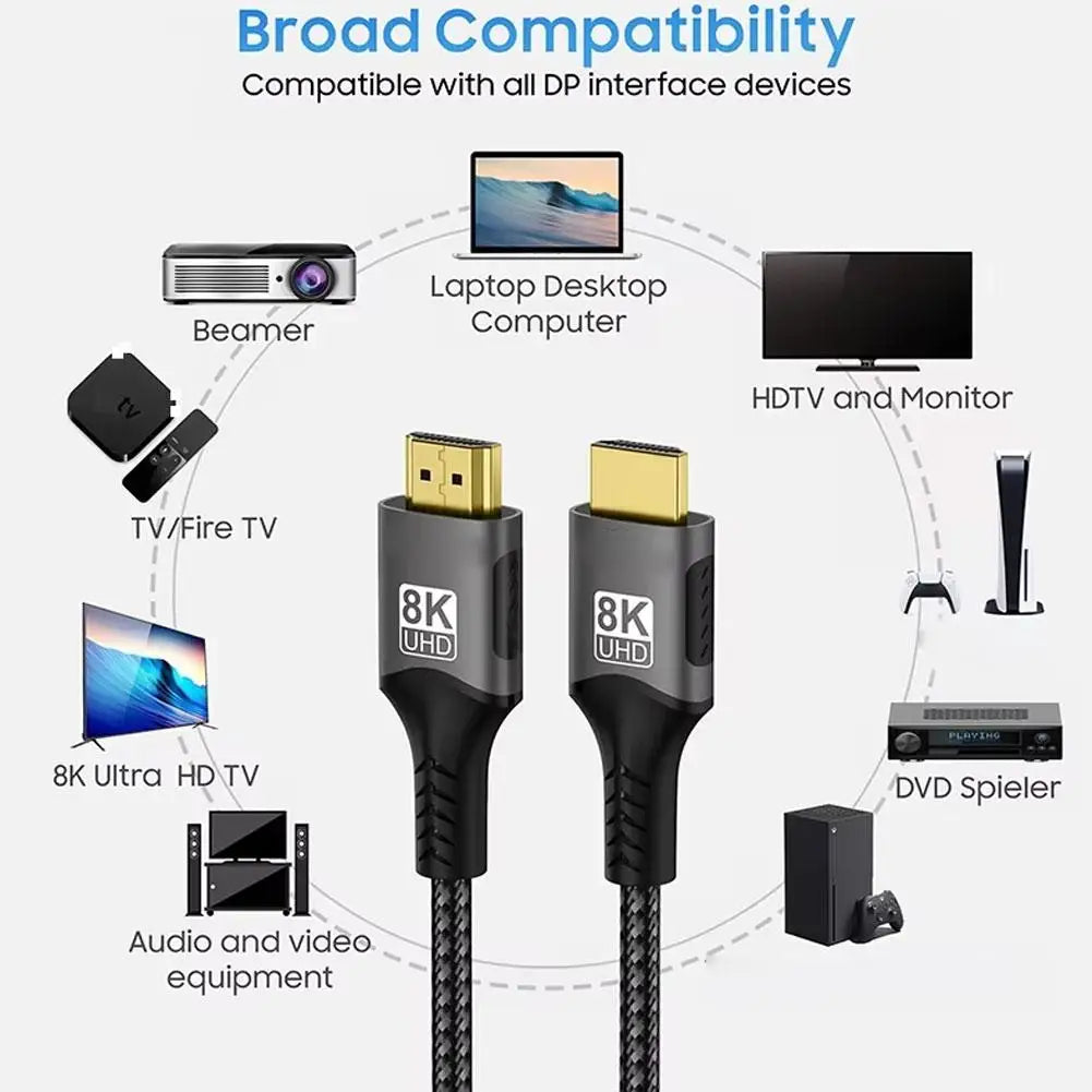 8K HDMI 2.1 Cable 96Gbps Braided | 4K@240Hz PS5 Xbox TV