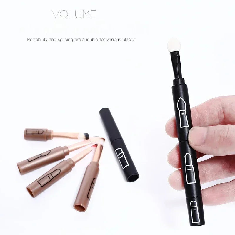 4 In 1 Professional Makeup Brush for Lip, Eyeliner and Eye Shadow, Portable Retractable, Travel Outdoor with Plastic Handle Peaceful Pleasures Health and Wellness
