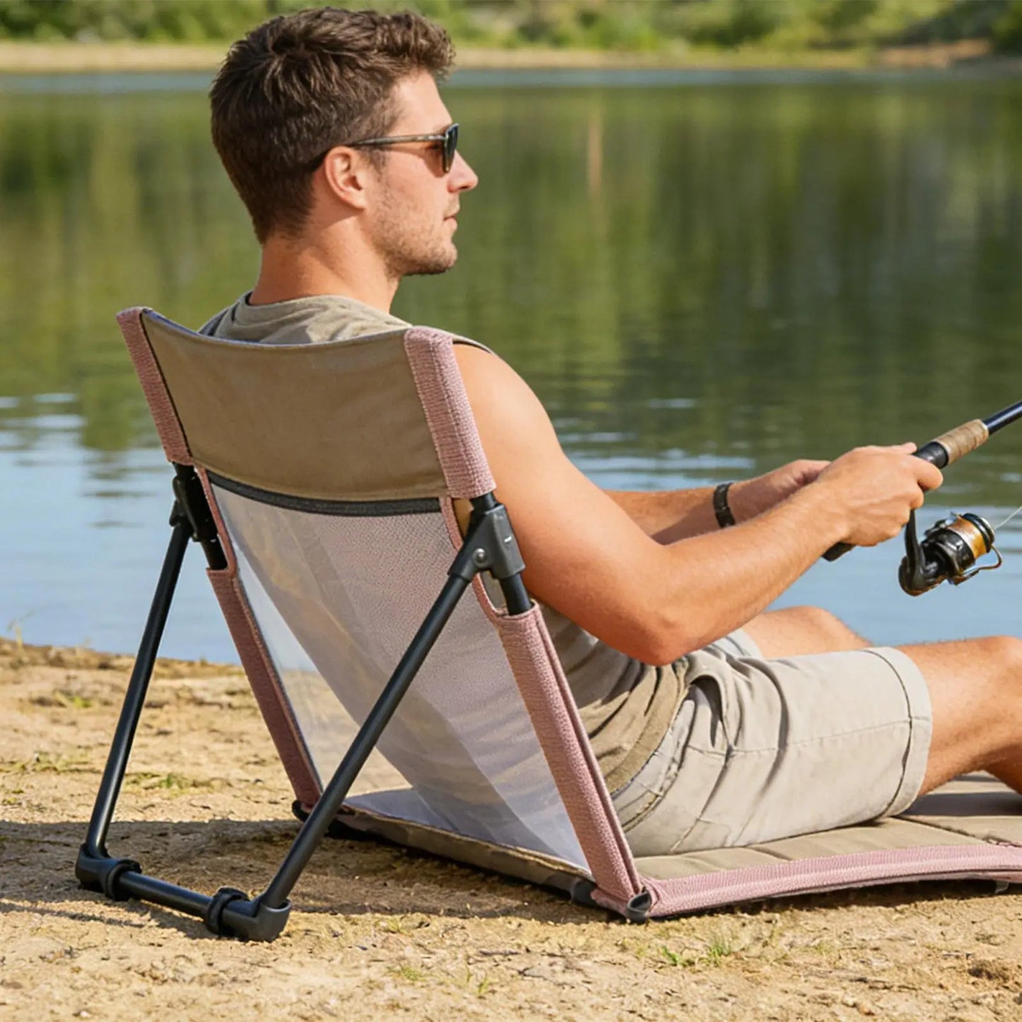 Beach Lounge Chair Folding Seat Lounge For Poolside High-Density Beach Chairs For Family Outdoor Camping Picnic Lawn Backpacking Peaceful Pleasures Health and Wellness