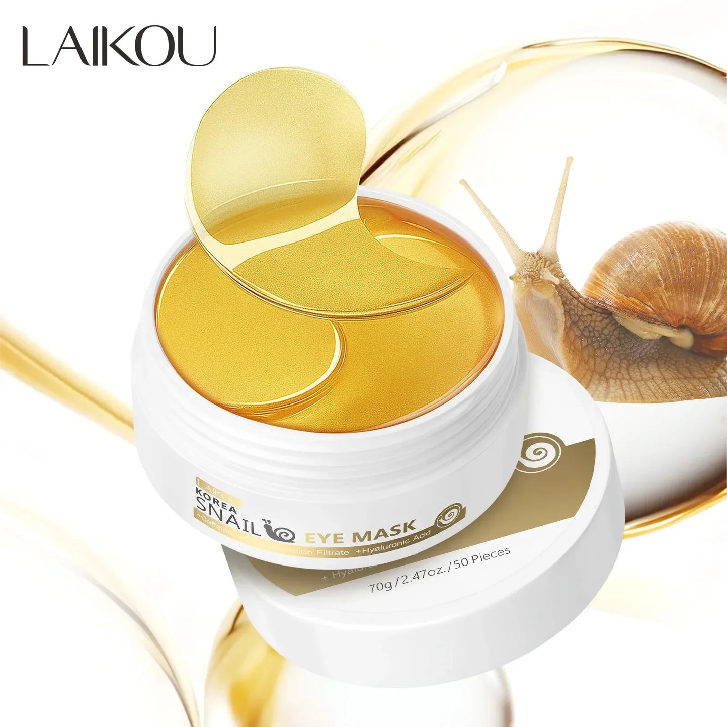 LAIKOU Under Eye Mask – Snail or Sakura, Anti-Aging & Dark Circle Reducer Peaceful Pleasures Health and Wellness