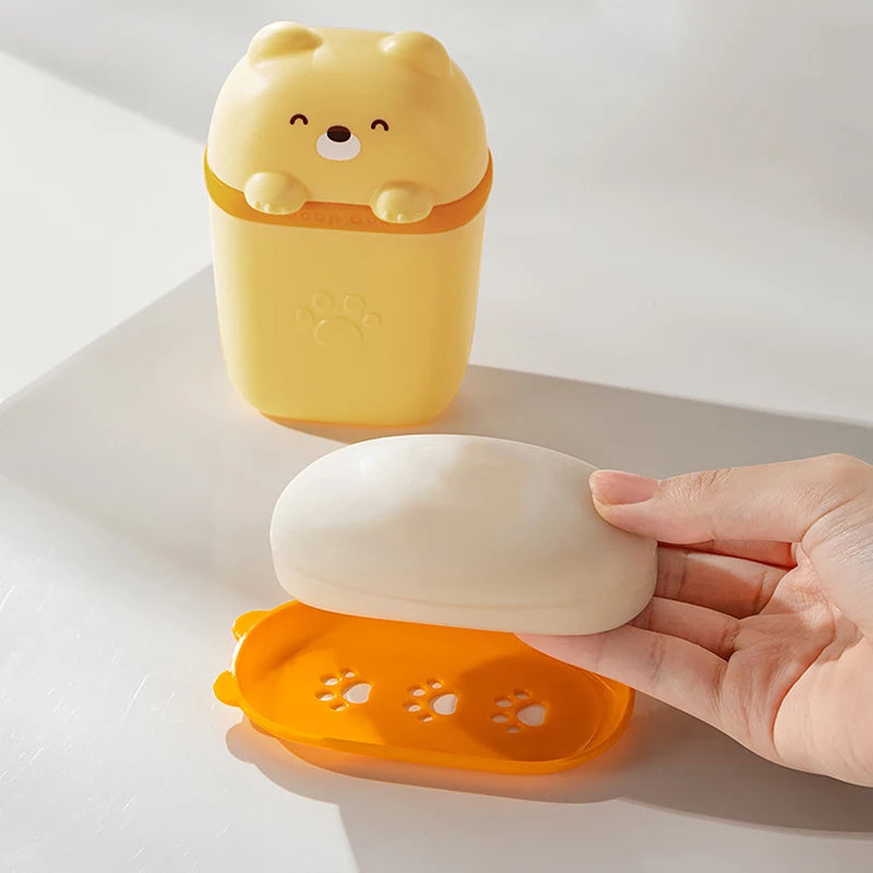 Cartoon Bear Portable Soap Dish | Waterproof Travel Soap Box