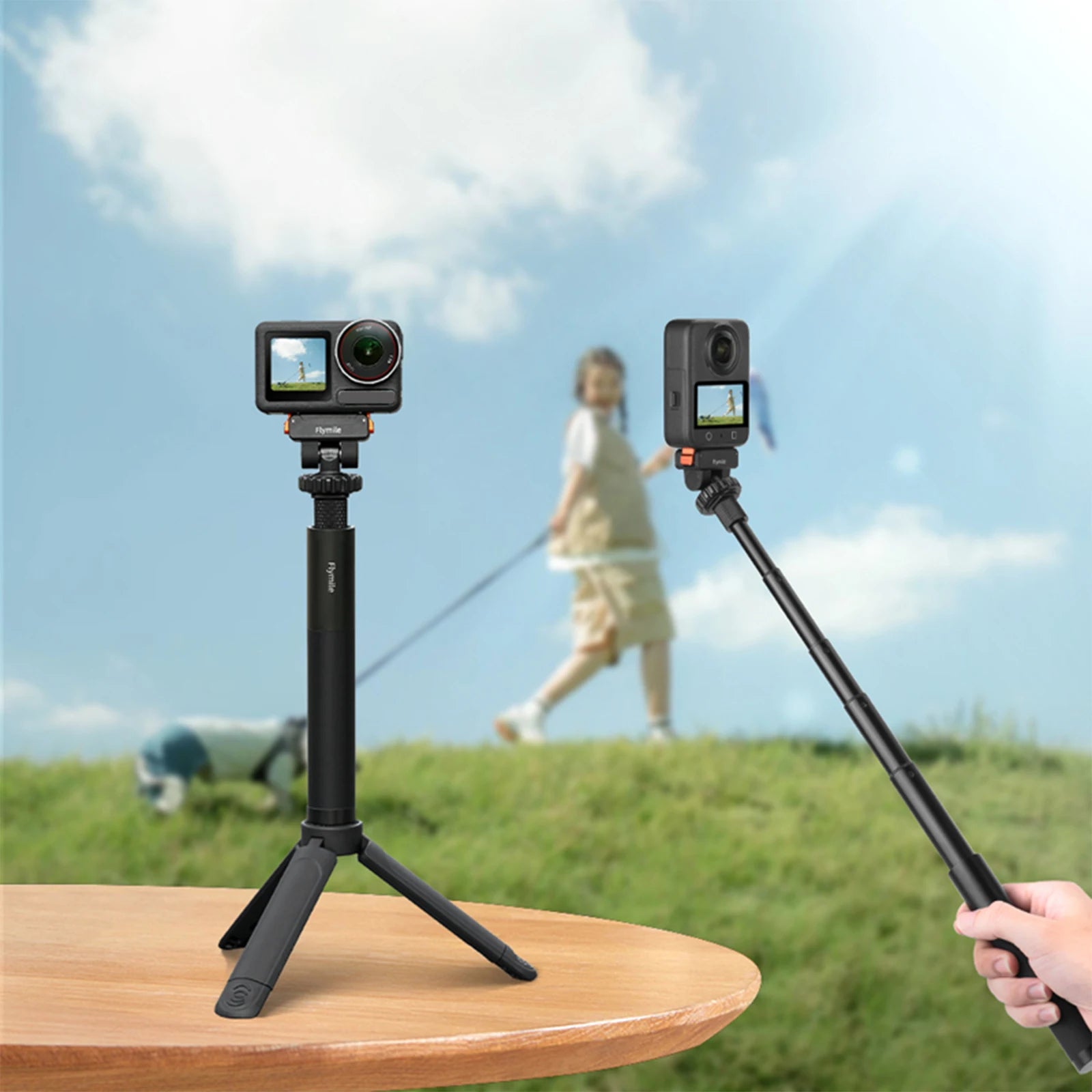 Portable Camera Selfie Stick Adjustable Height New Handle Grip Ultra-Long Exension Pole For Insta360 Go Ultra/X5/Pocket 3 Camera Peaceful Pleasures Health and Wellness