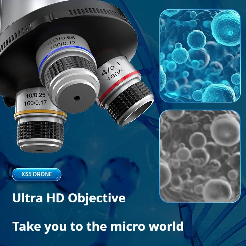 40X-1600X Students Majoring In Binocular Biological Microscopy, Experimental Puzzle Science Popularization Research Peaceful Pleasures Health and Wellness