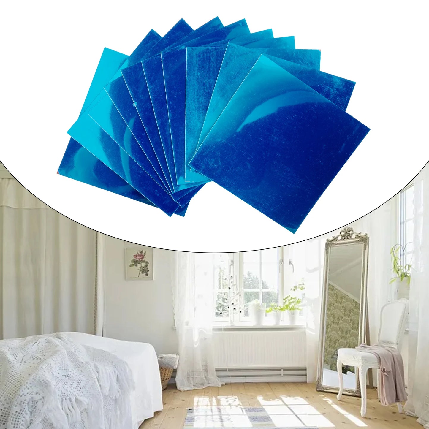 Square Mirror Wall Sticker Glass Tile Stickers Decal Self Adhesive