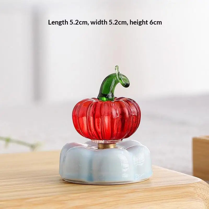 Glazed Teapot Ornament | Whimsical Tabletop Decor Spinning Base