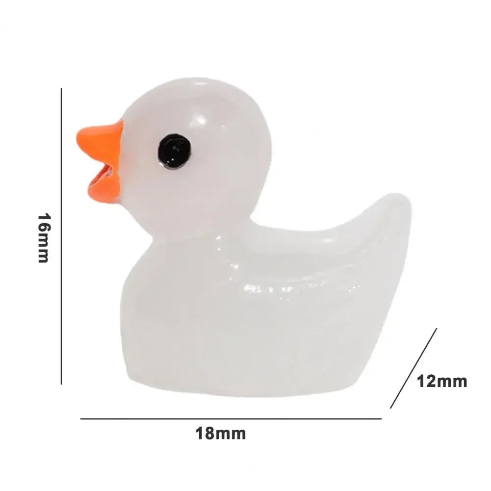 Glow-in-the-Dark Mini Duck Ornaments | Resin Decor 10pcs