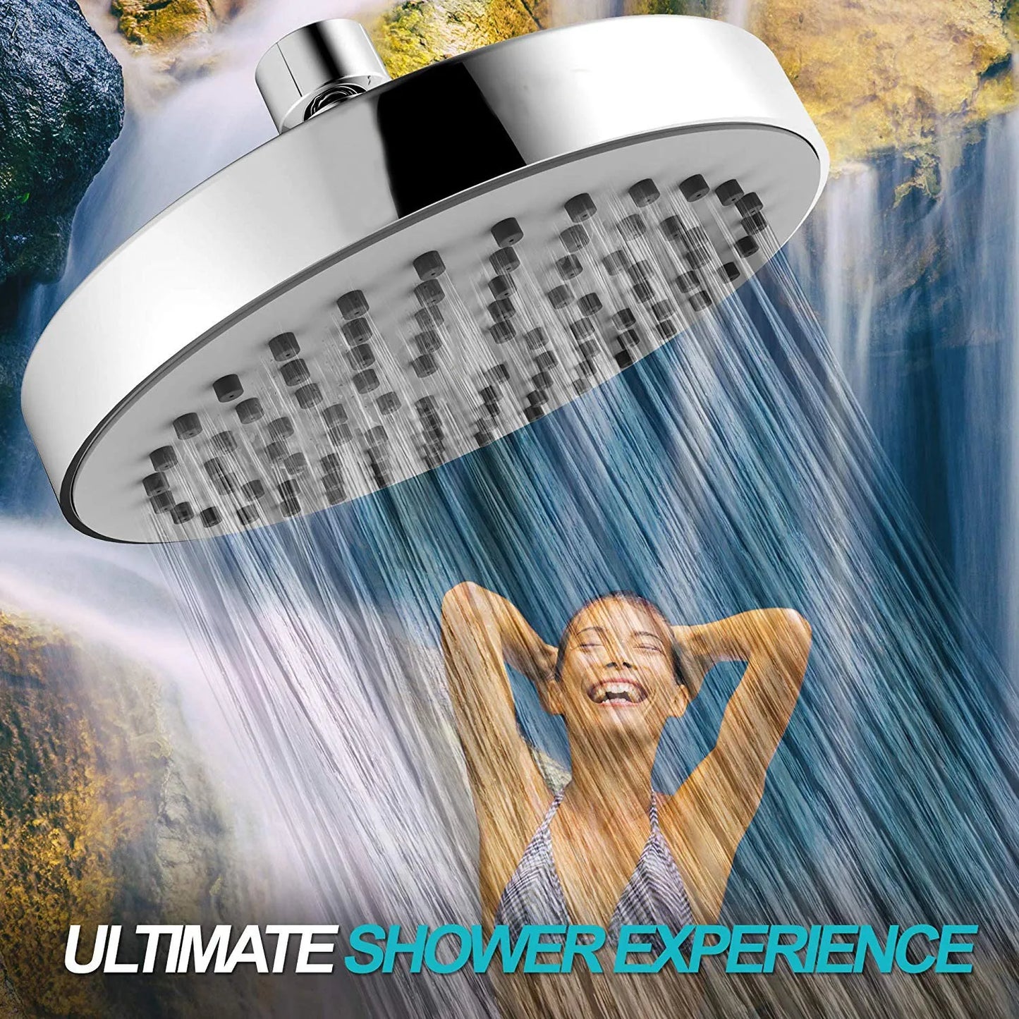 6-Inch Round Electroplated Shower Head Set with Extension Rod