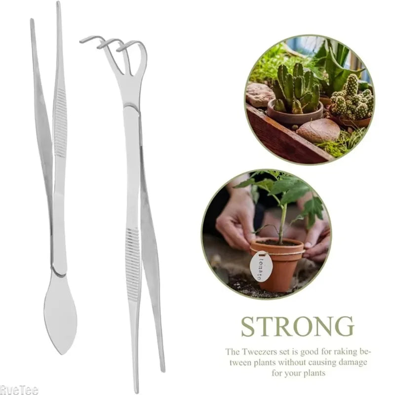 2-in-1 Stainless Steel Bonsai Tweezers & Root Rake Tool