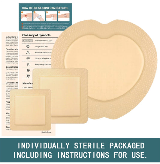 Silicone Foam Dressing Gentle Border Waterproof Silicone Bandages Wounds Care Bed Sore Patches Absorbent Wound Self Adhesive Peaceful Pleasures Health and Wellness
