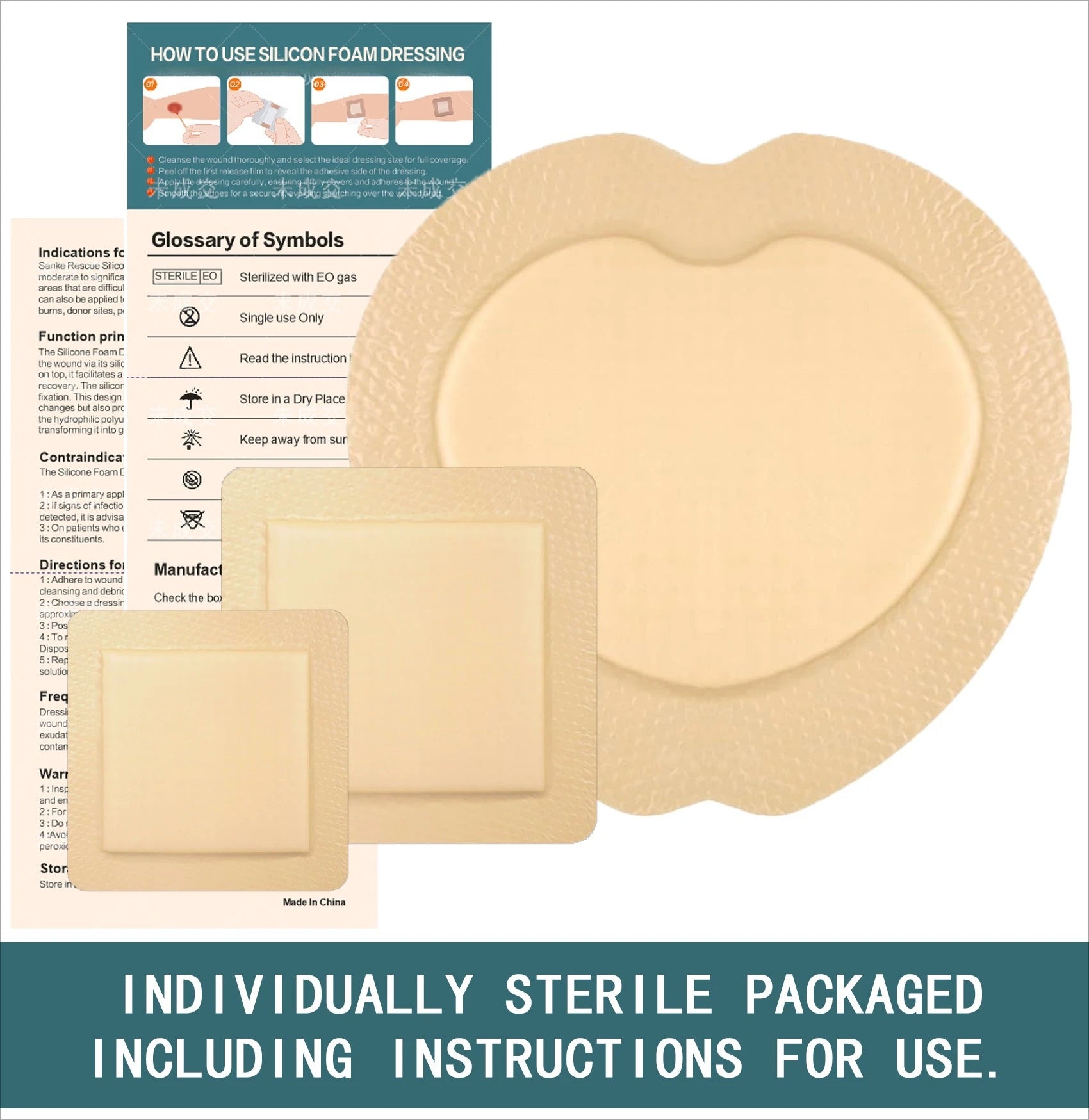 Silicone Foam Dressing with Border, 10 Pack Waterproof Wound Care Bandage, High Absorbent Pad for Bed Sores Peaceful Pleasures Health and Wellness
